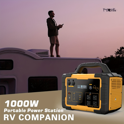 Off-Grid Power Station 1000W 2000W Peak 1075Wh LiFePO4 Battery Solar Generator Fast Charging for Home Emergency Camping Hunting Outdoor RV Backup