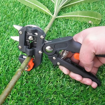 Garden Grafting Tool 2-in-1 with 2 Replacement Blades & Grafting Base, Professional Pruning Scissor Shear for Plant Branch, Vine & Fruit Tree Trimming and Grafting