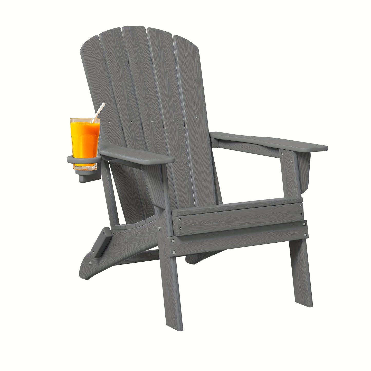 Folding Adirondack Chair with Cup Holder – HDPE All-Weather Outdoor Patio Chair