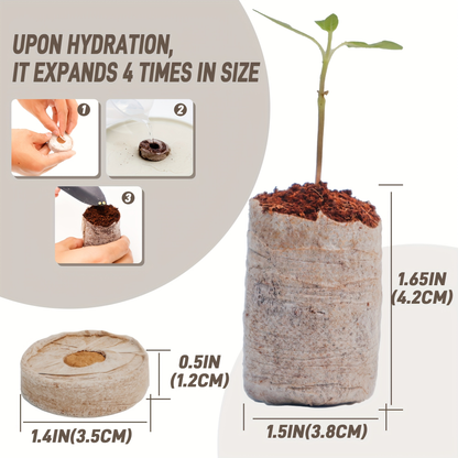 Peat Pellets Seed Starter 35mm Compressed | 50/100pcs Expandable Coir Discs for Seedlings Vegetables Flowers Herbs | Indoor Outdoor Seed Starting