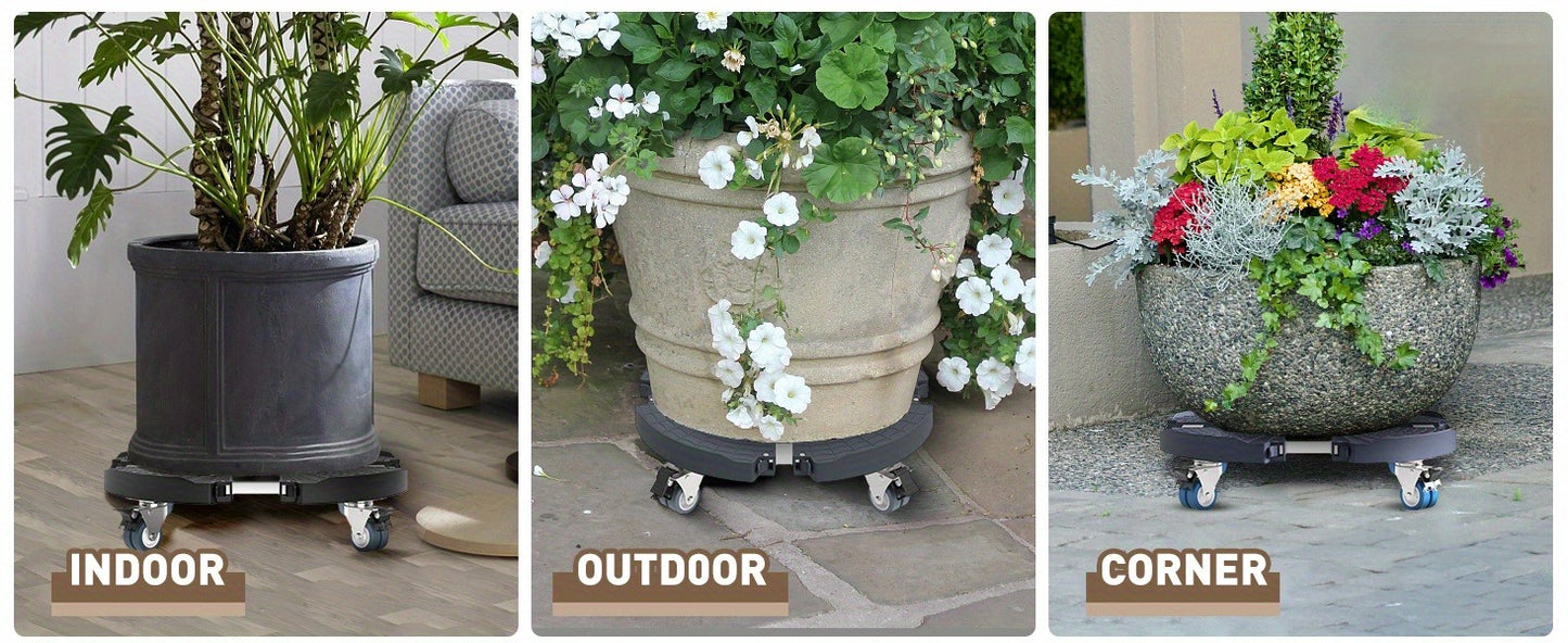 Plant Stand with Wheels 440 lbs – Adjustable 15-22" Heavy Duty Pot Roller with Lockable Swivel Casters for Indoor & Outdoor Planters