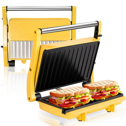 Sandwich Maker 3-in-1 Mini Indoor Grill & Panini Press – Non-Stick 180° Opening, Floating Hinge, 60-Min Timer, Temp Control & Grease Tray | Compact Electric Grill for Home & Dorm