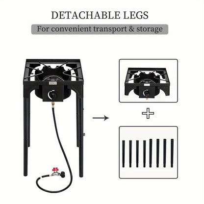 Outdoor Propane Burner Stove Cast Iron High Pressure Gas Cooker with Detachable Stand Legs