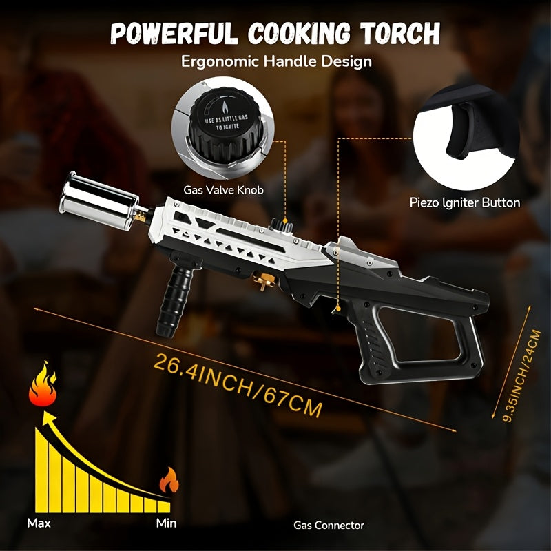 Propane Torch Flamethrower 24 Inch, Adjustable Flame Weed Burner & BBQ Grill Torch for Steak Searing, Charcoal Igniter, Campfire Starter, Creme Brulee, Sous Vide Cooking – Tank Not Included