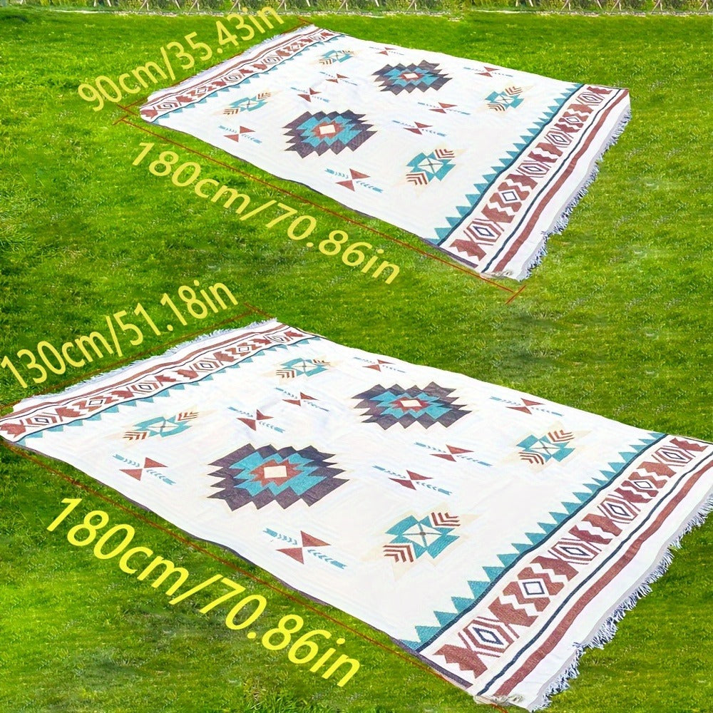 Bohemian Picnic Blanket Mat Outdoor Camping Waterproof Portable Knit Woven Picnic Mat for Beach Park Lawn