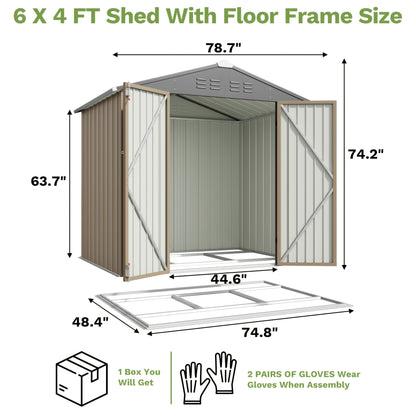 Metal Storage Shed 3x5 & 4x6.2 ft Waterproof Lockable Garden Shed