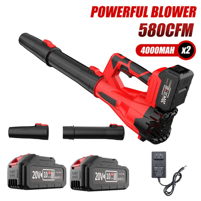 Battery Leaf Blower 20V 50000RPM Turbo Cordless, Dual Battery & 2 Nozzles Included, Handheld Blower for Car Drying, Leaves, Snow & Dust — Home & Outdoor