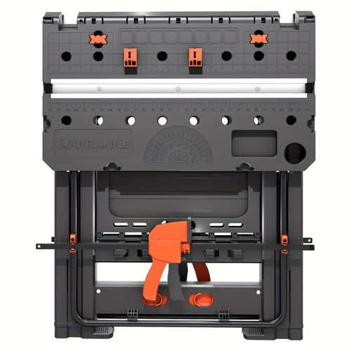 Folding Workbench Sawhorse 2-in-1 Waterproof Height Adjustable Aluminum Legs 150LBS Clamp Force with 4 Woodworking Clamps for DIY Garage Workshop Portable