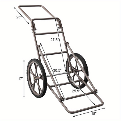 Deer Cart Folding Hunting Hauler 500 lbs Heavy-Duty Steel Frame 17" Wheels Utility Gear Dolly for Game & Tree Stand Transport