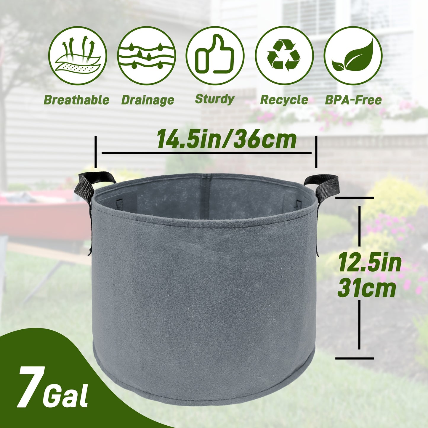 5/7/10/15 Gallon Plant Grow Bags, 7Pack Colourful Fabric Planters Plant Pots Garden Bags To Grow Vegetables With Reinforced Handles, Aeration Growing Bags For Flower Fruit