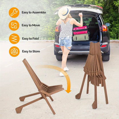 Wood Folding Outdoor Chairs Set of 1/2/4 – Patio Lounge Chair 350LBS