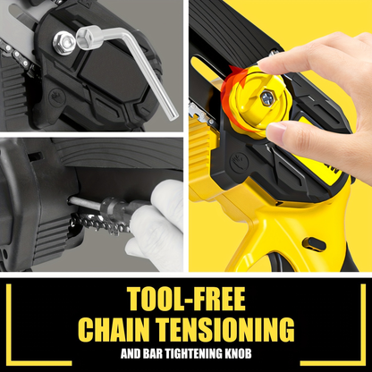 Cordless Mini Chainsaw 8 Inch with 2x2.0Ah Batteries & Charger – Auto Oiler, Chain Tensioning, 26ft/s Speed for Tree Branches & Yard Work