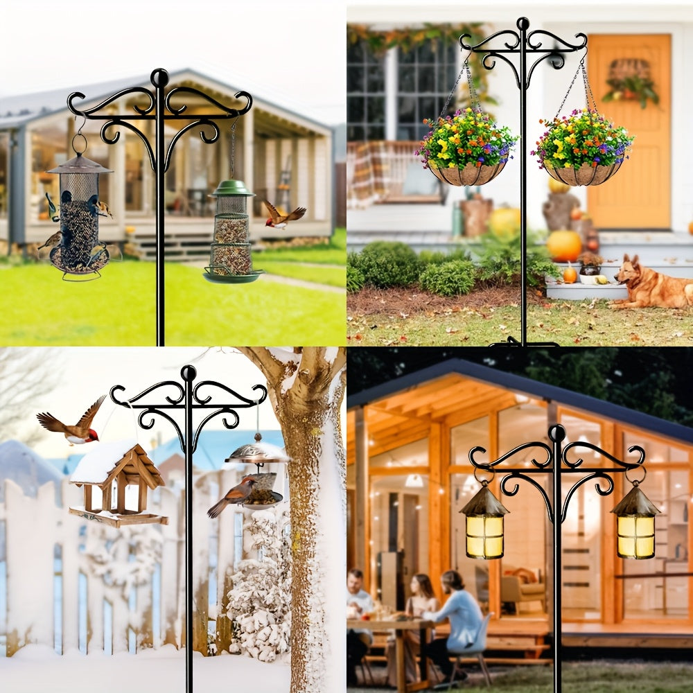 Shepherd Hook Bird Feeder Pole 78-inch, Adjustable 5-Prong Base, Heavy Duty Garden Hook for Hanging Bird Feeders, Plant Baskets, Lanterns & Outdoor Decor