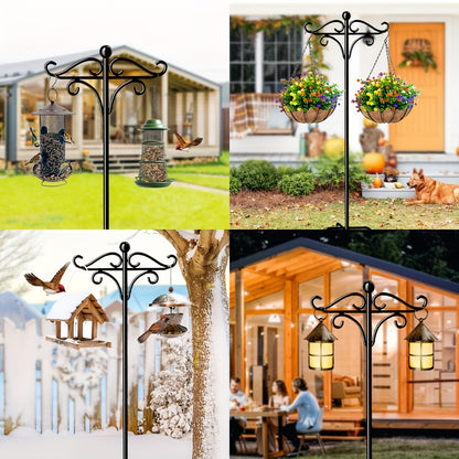 Shepherd Hook Bird Feeder Pole 78-inch, Adjustable 5-Prong Base, Heavy Duty Garden Hook for Hanging Bird Feeders, Plant Baskets, Lanterns & Outdoor Decor