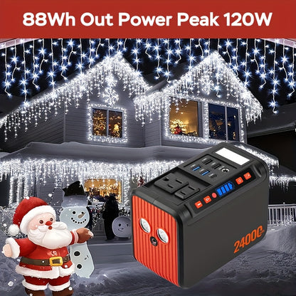 Outdoor Power Bank Portable Power Station 88Wh/222Wh – 100W/250W, 2×110V AC, DC/USB/USB-C, LED Light, Optional 40W Solar Panel for Camping, Hiking & Emergency