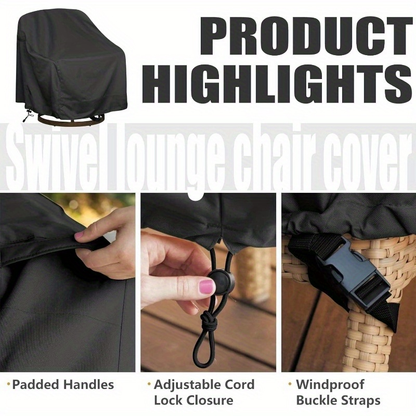 Swivel Patio Chair Covers Waterproof 2 Pack, Heavy Duty Outdoor Furniture Covers 27.5"W x 32.5"D x 43"H, All-Weather UV & Wind Resistant Protection for Terrace Balcony Garden Chairs, Black