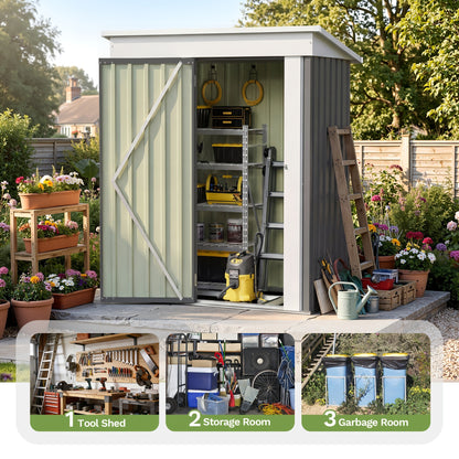 Metal Storage Shed 3x5 & 4x6.2 ft Waterproof Lockable Garden Shed