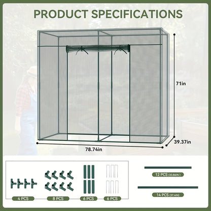 Plant Protection Tent Crop Cage with Zippered Door & Square Frame, Raised Garden Bed Cover Wind-Resistant for Outdoor Vegetables, Flowers & Herbs, Multiple Sizes