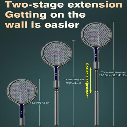 2-in-1 Mosquito Trap Lamp & Retractable Electric Fly Swatter Racket – USB Rechargeable Base, Extendable Handle Bug Zapper for Home & Bedroom Pest Control