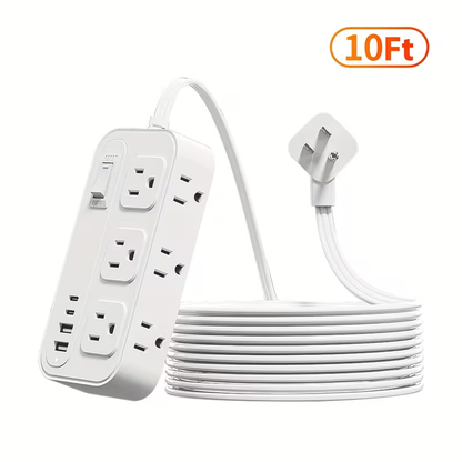Power Strip Flat Plug Surge Protector with 6 AC Outlets 4 USB Ports 2 USB-C 2 USB-A 5ft Extension Cord Desk Charging Station for Home Dorm Office Travel