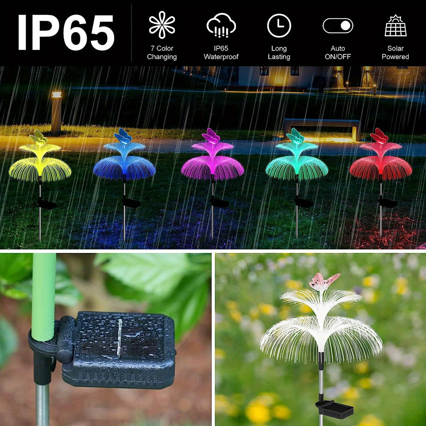 Solar Jellyfish Butterfly Garden Lights 4-Pack Color Changing