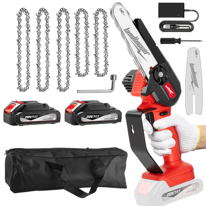 Mini Chainsaw Cordless 4 & 6 Inch Electric - Upgraded Portable Battery Chainsaw with Safety Lock, Splash-Proof Cover & Rechargeable Battery for Tree Pruning, Branch Cutting & Garden Use
