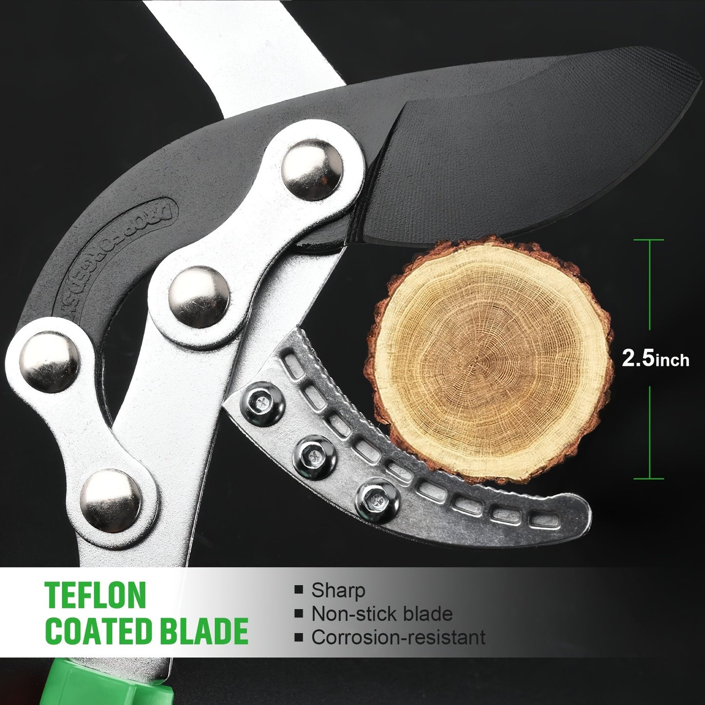Long Reach Pruning Shears 18-38 Inch Extendable - Non-Stick Steel Blades Cut 2" Branches, Shock-Absorbing Handle, Heavy-Duty Hedge Shears for Tree & Shrub Trimming