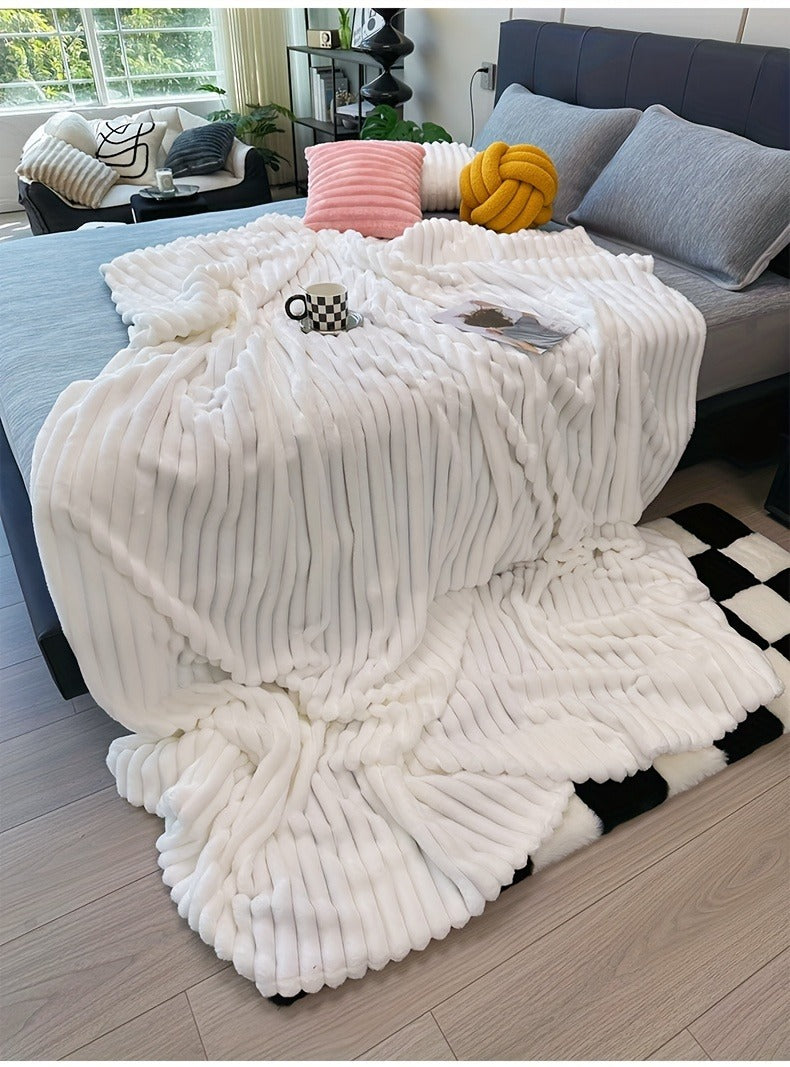 Fleece Blanket Double-Sided 3D Faux Rabbit Fur Throw – Ultra-Soft Thick 300-350g/m² for Home, Office, Travel & Camping, Multiple Sizes & Colors