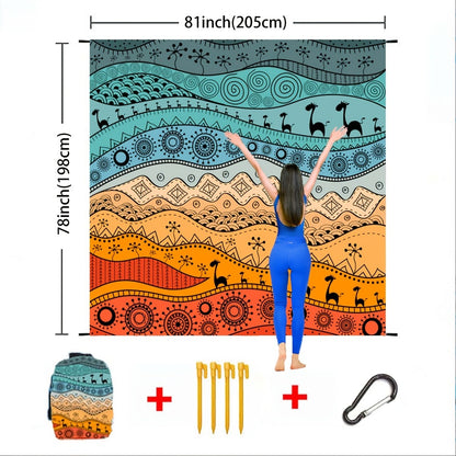 Sandproof Beach Blanket Oversized Extra Large Quick Dry Picnic Mat for Beach Camping Travel – Bohemia Dolphin Sailor Turtle Fish Patterns, 2-10 Adults