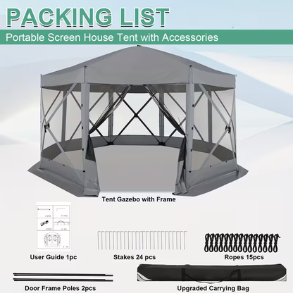Pop-Up Canopy Tent 15ft Mosquito Net Screen House Waterproof UV50+