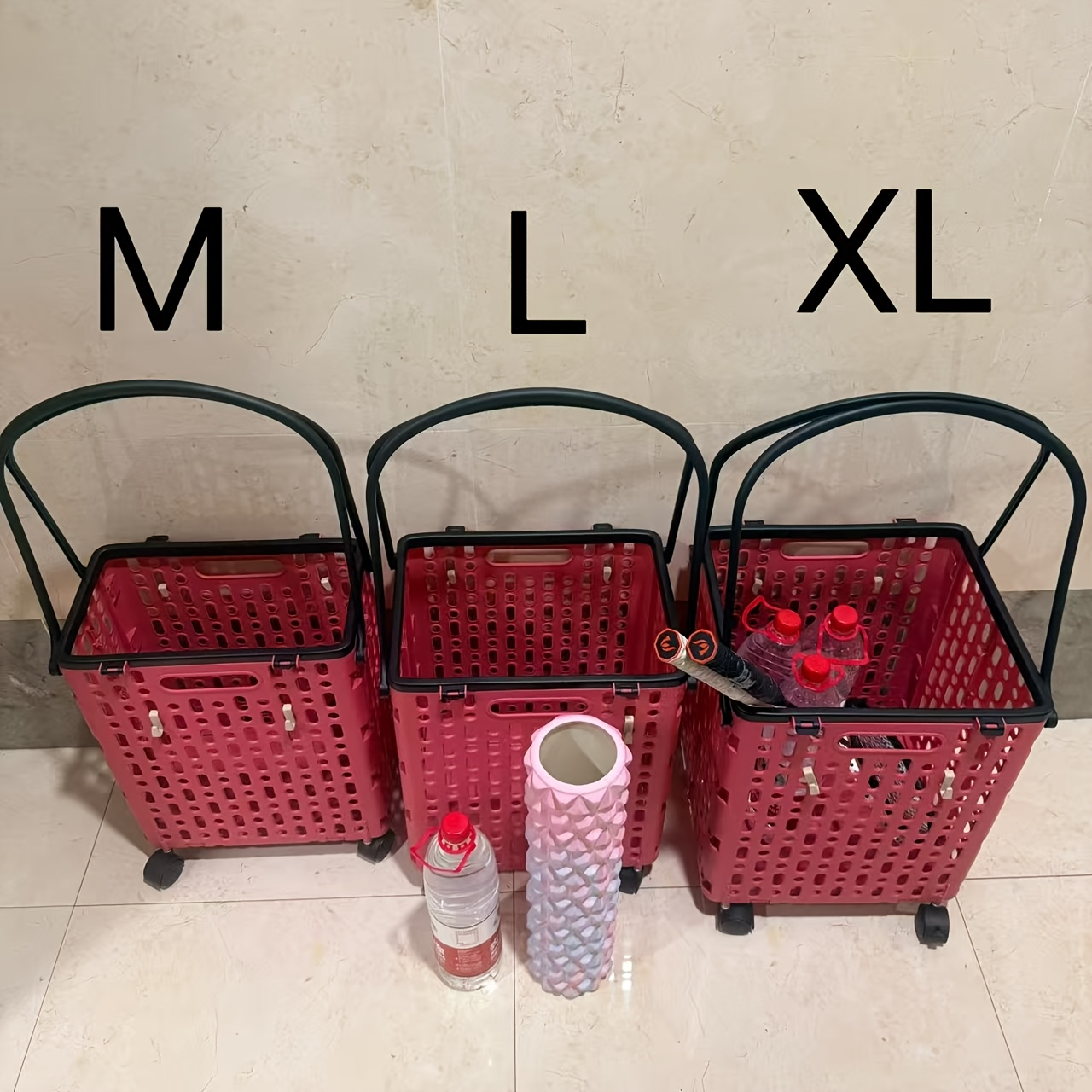 Foldable Shopping Cart with Wheels and Handle Large Capacity Portable Trolley for Grocery Camping Travel Laundry Beach Outdoor Home Lightweight Space Saving