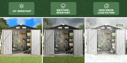 Outdoor Metal Storage Shed with Lockable Doors & Air Vent