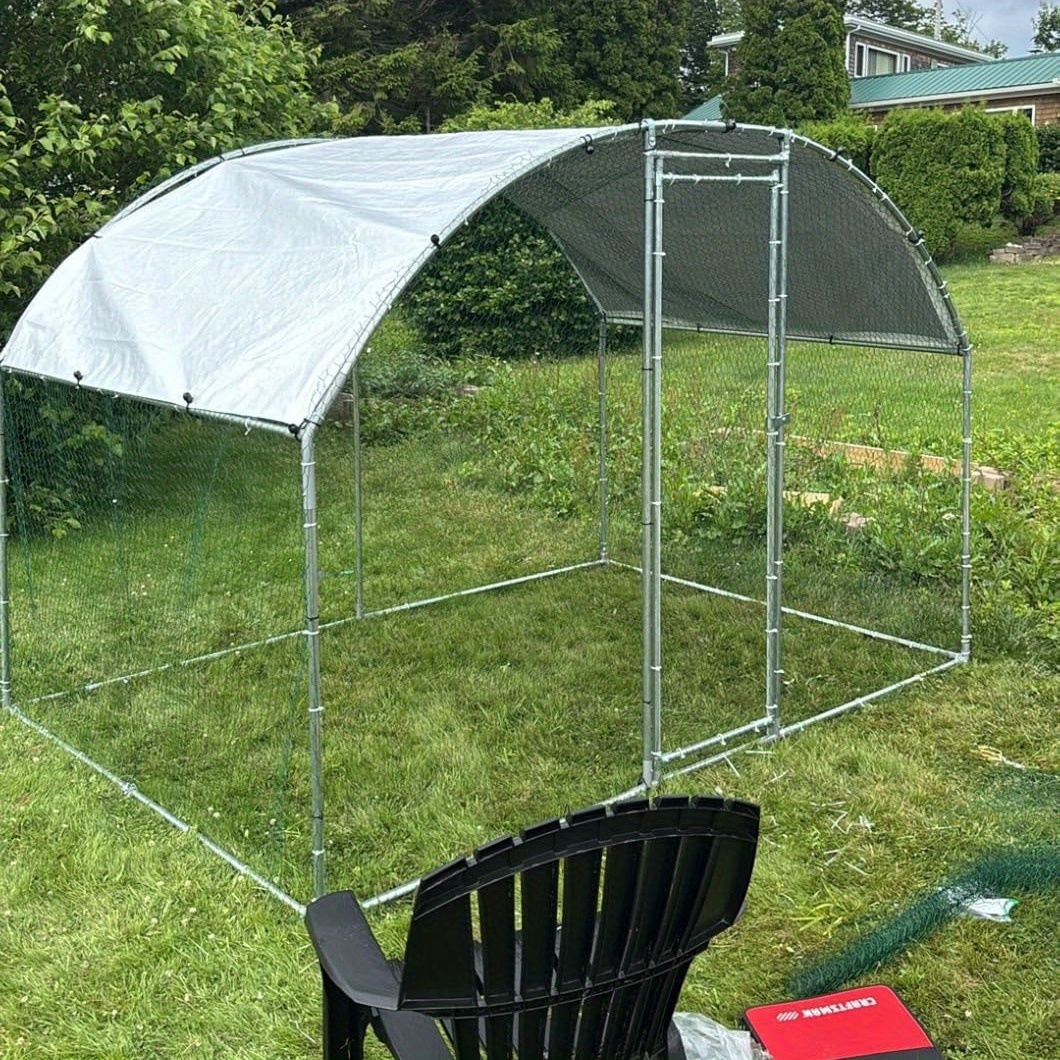 Walk-in Chicken Coop Large Heavy-Duty Metal Poultry Pen with Waterproof UV-Proof Roof Cover - Outdoor Backyard Farm Enclosure for Chickens Ducks Geese Rabbits, Multiple Sizes