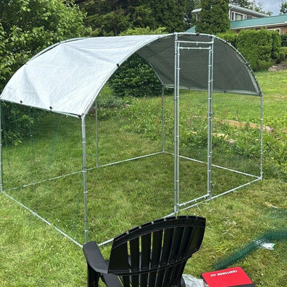 Walk-in Chicken Coop Large Heavy-Duty Metal Poultry Pen with Waterproof UV-Proof Roof Cover - Outdoor Backyard Farm Enclosure for Chickens Ducks Geese Rabbits, Multiple Sizes