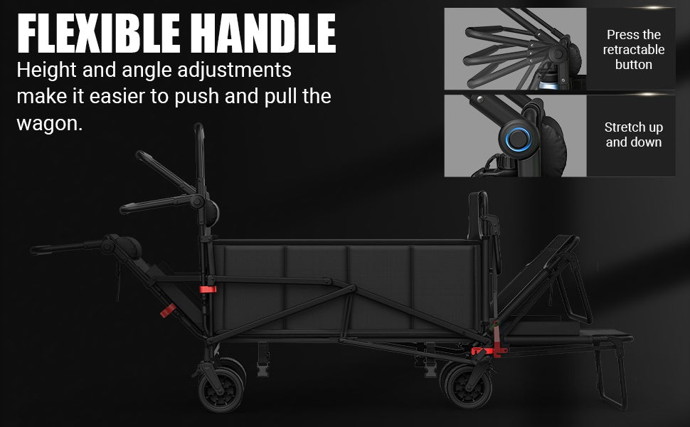 Folding Wagon 2-in-1 Convertible Beach Chair 650LBS | All-Terrain Utility Cart Camping Beach Garden Shopping