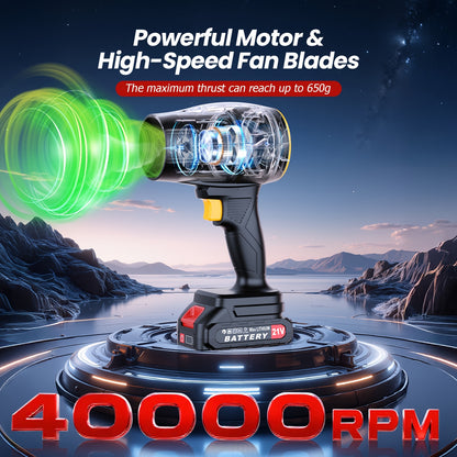 Cordless Leaf Blower 40000RPM 21V Rechargeable, Handheld Electric Blower for Leaves, Dust & Snow — High-Pressure Jet Car Dryer, Home & Outdoor Use