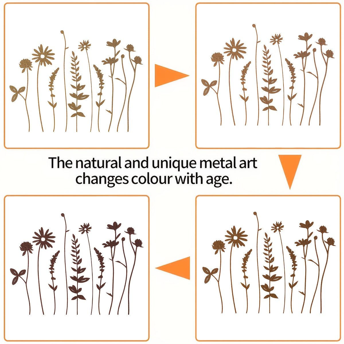 Metal Wildflower Bouquet | Rusty Stems Vase Garden Home Decor Gift