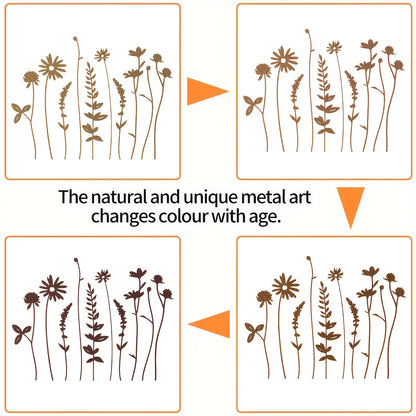 Metal Wildflower Bouquet | Rusty Stems Vase Garden Home Decor Gift