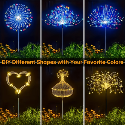 Solar Fireworks Lights Outdoor Waterproof 240–640 LED 8 Lighting Modes – 4/8 Pack Garden Stake Lights for Christmas Yard Wedding Patio Lawn Holiday Decoration