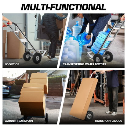 Heavy Duty Aluminum Hand Truck 550 lbs Capacity, Foldable Dolly Cart with 10-Inch Pneumatic Tires for Home, Workshop, Office and Warehouse
