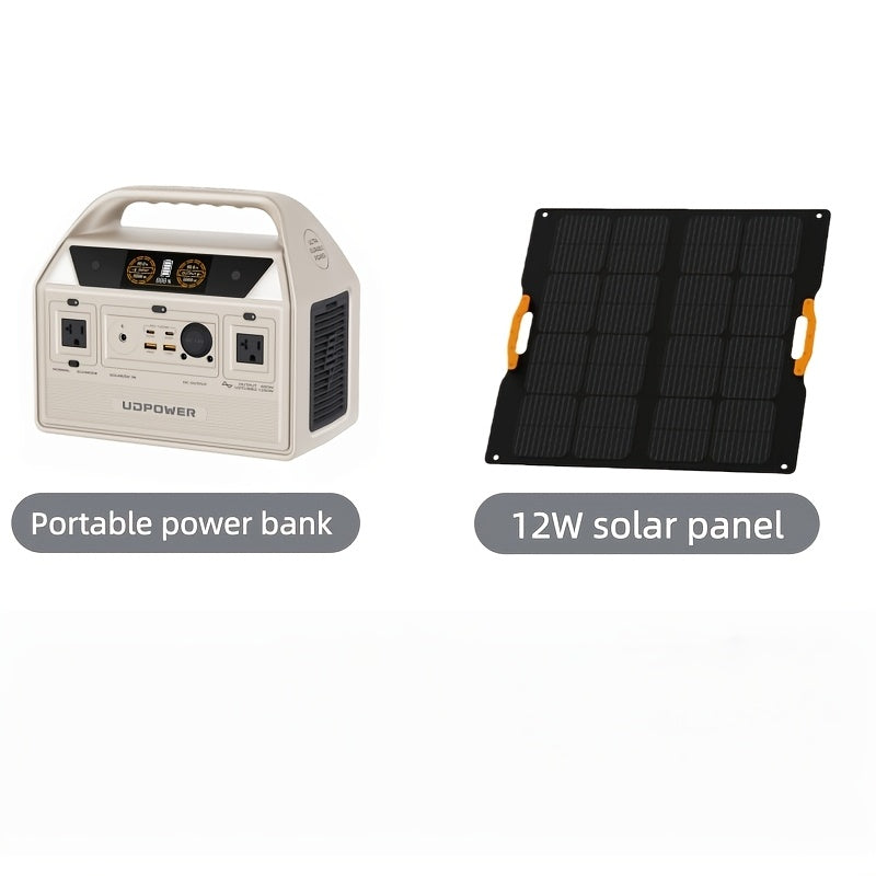 LiFePO4 Power Station 600W 595Wh Solar Generator 9 Outputs AC PD USB-C DC LED for Home Camping RV Travel Emergency Backup Off-Grid Power Supply