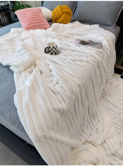 Fleece Blanket Double-Sided 3D Faux Rabbit Fur Throw – Ultra-Soft Thick 300-350g/m² for Home, Office, Travel & Camping, Multiple Sizes & Colors