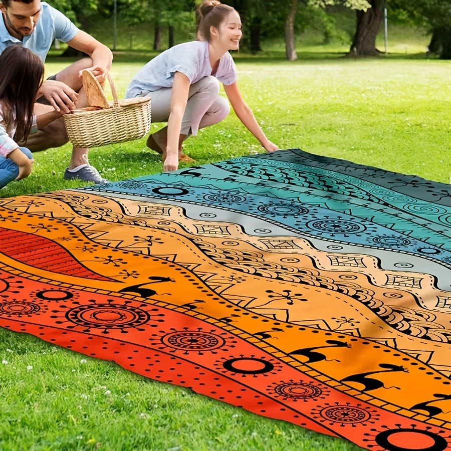 Sandproof Beach Blanket Oversized Extra Large Quick Dry Picnic Mat for Beach Camping Travel – Bohemia Dolphin Sailor Turtle Fish Patterns, 2-10 Adults