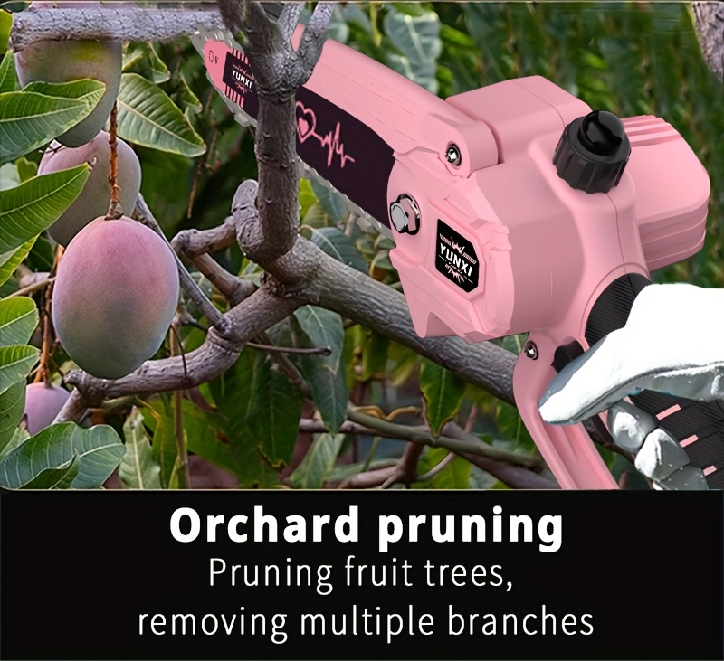 Cordless Electric Pruning Saw Handheld Mini Chainsaw Wireless Portable Tree Branch Cutter with Safety Lock Rechargeable Battery for Yard Garden Trimming