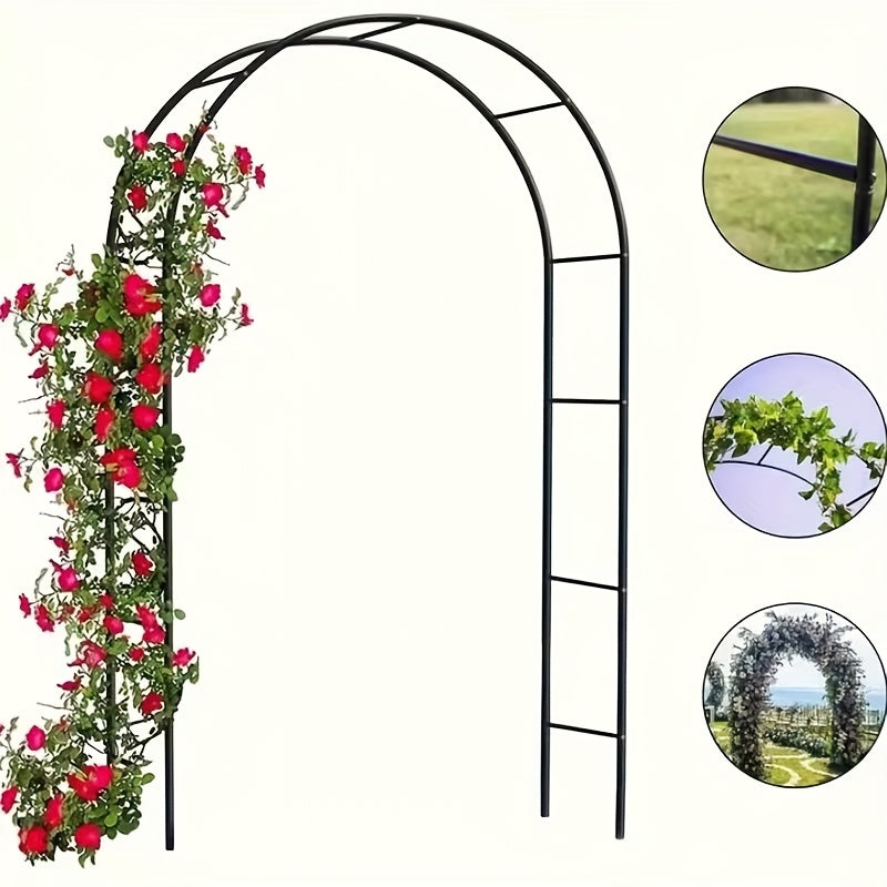 Metal Garden Arch Heavy-Duty Steel Frame Adjustable Climbing Plant Trellis