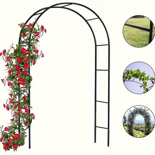 Metal Garden Arch Heavy-Duty Steel Frame Adjustable Climbing Plant Trellis