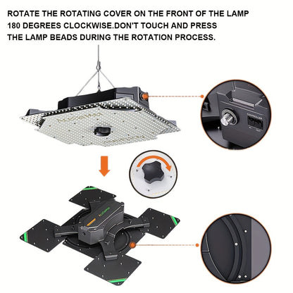 LED Grow Light Full Spectrum 4x4 ft High PAR Coverage | Aluminum Alloy Board Fast Heat Dissipation Full-Cycle Growth | Indoor Plants Seedling Veg Bloom