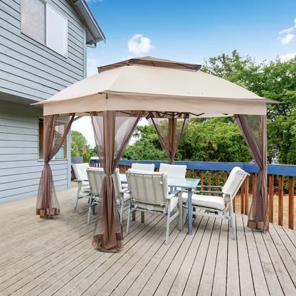 Instant Gazebo Tent 11x11 FT Mosquito Netting No Assembly Required