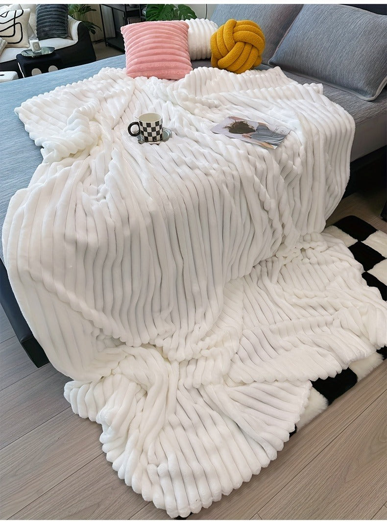 Fleece Blanket Double-Sided 3D Faux Rabbit Fur Throw – Ultra-Soft Thick 300-350g/m² for Home, Office, Travel & Camping, Multiple Sizes & Colors