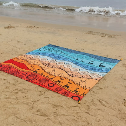 Sandproof Beach Blanket Oversized Extra Large Quick Dry Picnic Mat for Beach Camping Travel – Bohemia Dolphin Sailor Turtle Fish Patterns, 2-10 Adults